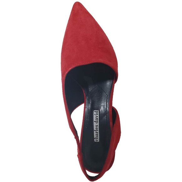 Charles David Collection Picasso Kidsuede Red Pump - Picture 7 of 7